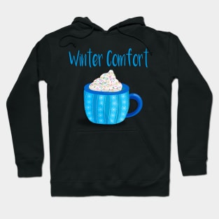 Winter Comfort Mug with Blue Stripes and Snowflakes Hoodie